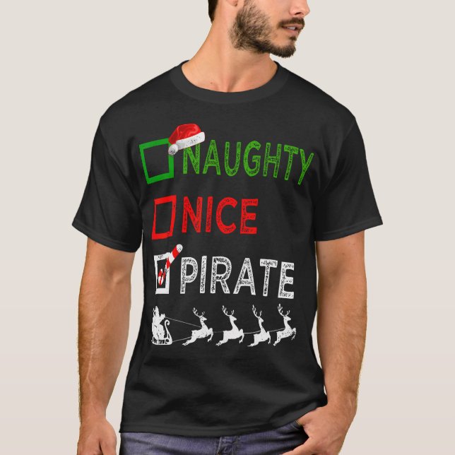 Camiseta Feliz Natal Pirata Engraçado Noel Hat X (Frente)