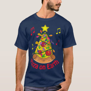 Camiseta Feliz Natal Pizza Paz no Feriado da Terra