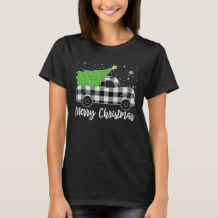 Camiseta Feliz Natal Plaid Buffalo Branco Homens da Árvore