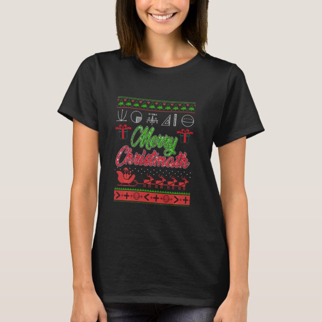 Camiseta Feliz Natal Professor de Matemática Xmas Cristo de (Frente)