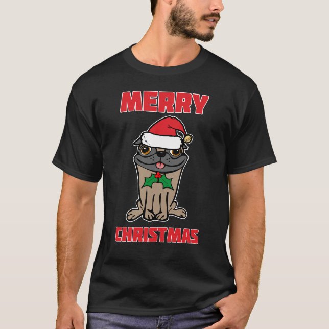 Camiseta Feliz Natal Pug (Frente)