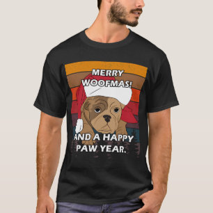 Camiseta Feliz Natal Pug, feliz woofmas! e um feliz ano ne