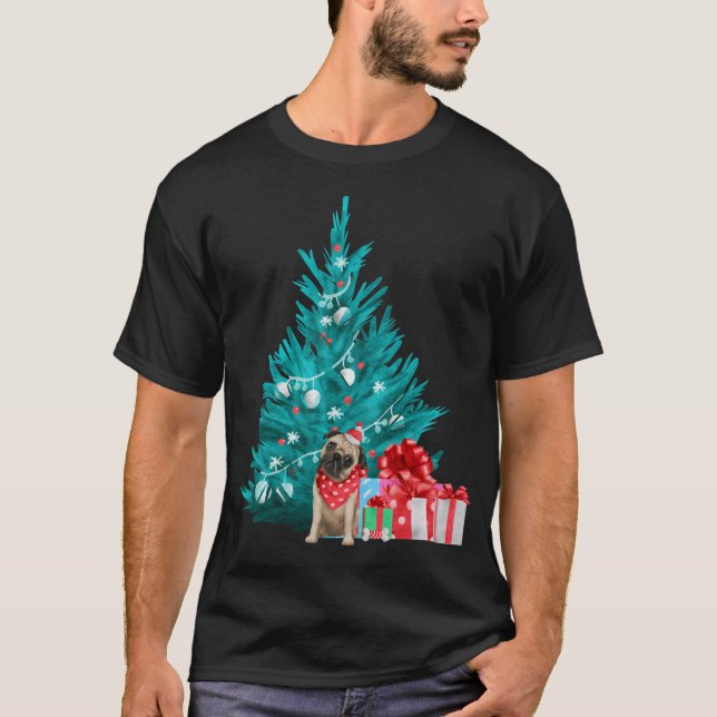 Camiseta Feliz Natal Pug Fofo (Frente)