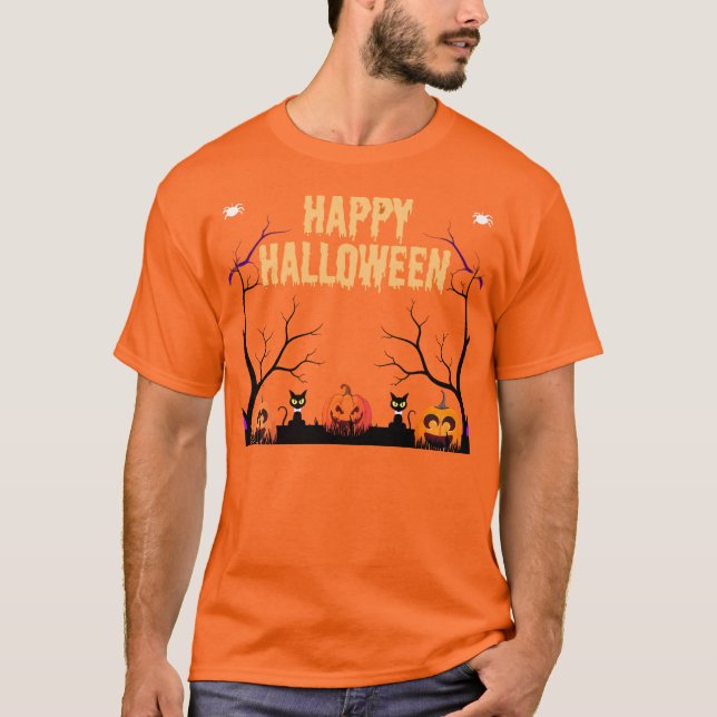 Camiseta Feliz Natal Pumpkin & Gats Orange T-Shirt (Frente)