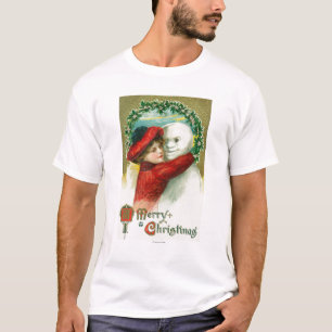 Camiseta Feliz Natal que abraça a cena do boneco de neve