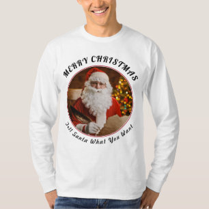 Camiseta Feliz Natal Red Santa Claus Árvore de Natal