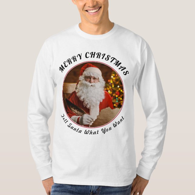 Camiseta Feliz Natal Red Santa Claus Árvore de Natal (Frente)
