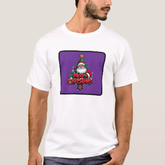 Camiseta Feliz Natal Red Santa Clause Árvore de Natal