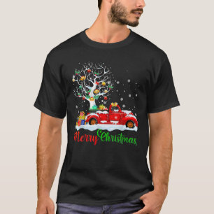 Camiseta Feliz Natal Red Truck Xadrez árvore de Natal Lig