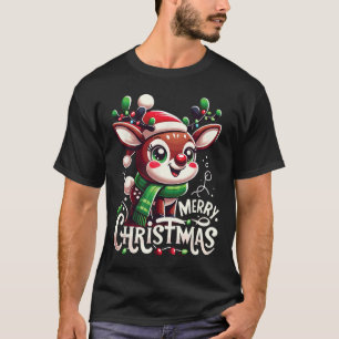 Camiseta Feliz Natal Reindeer Árvore Luzes Xmas Família M