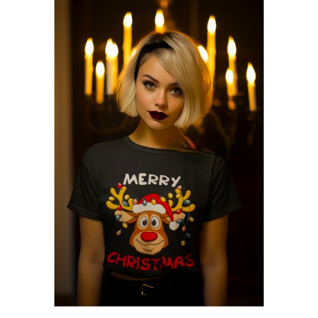 Camiseta Feliz Natal Reindeer Família Homens Xmas Mulheres (Criador carregado)