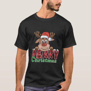 Camiseta Feliz Natal Reindeer Famílias Homens Mulheres