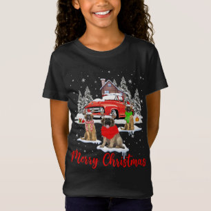 Camiseta Feliz Natal Reindeer Leonberger com Vermelho