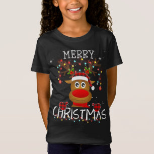 Camiseta Feliz Natal Reindeer Red Xadrez Matando Pajama