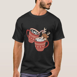 Camiseta Feliz Natal Rena Famíla Bonita Café de Natal