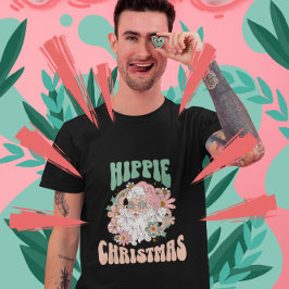 Camiseta Feliz Natal Retro 60s Hippie Groovy T-Shirt
