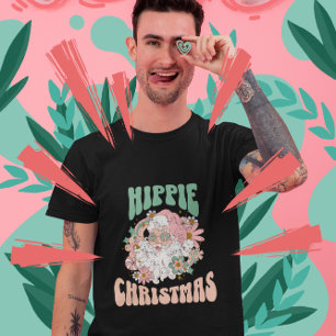 Camiseta Feliz Natal Retro 60s Hippie Groovy T-Shirt
