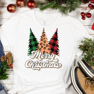 Camiseta Feliz Natal Retro Árvores de Natal T-Shirt