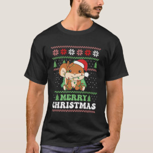 Camiseta Feliz Natal Retro Esquilo de Natal Feio