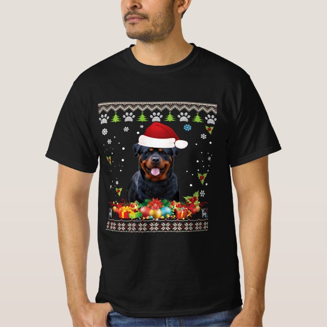 Camiseta Feliz Natal Rottweiler (Frente)