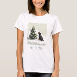 Camiseta Feliz Natal Rottweiler Cachorro Árvore de Natal