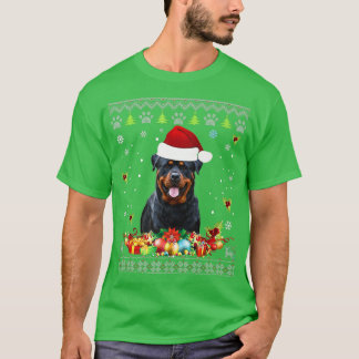 Camiseta Feliz Natal Rottweiler Cachorro Feio Papais noeis