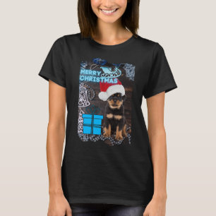 Camiseta Feliz Natal Rottweiler Com Presente
