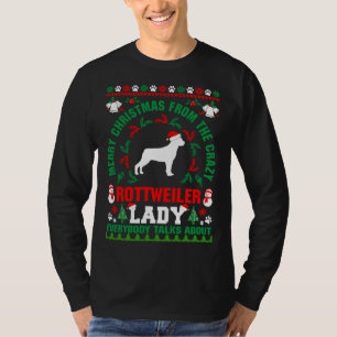 Camiseta Feliz Natal Rottweiler Lady Ugly Sweater Fitt