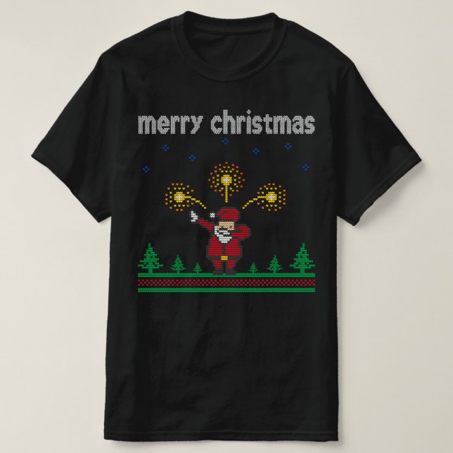 Camiseta feliz natal santa claus Ugly Christmas Sweater (Frente do Design)