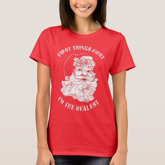 Camiseta Feliz Natal Santa Clause Férias Vermelhas Festivas (Frente)