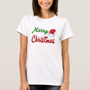 Camiseta Feliz Natal Santa Hat - roteiro vermelho