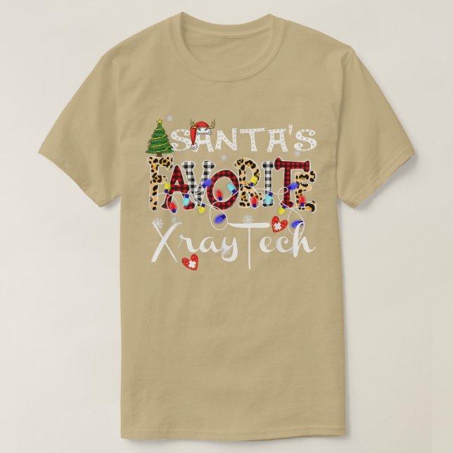 Camiseta Feliz Natal Santas Favoritas Xray Tech Xmas Lig (Frente do Design)