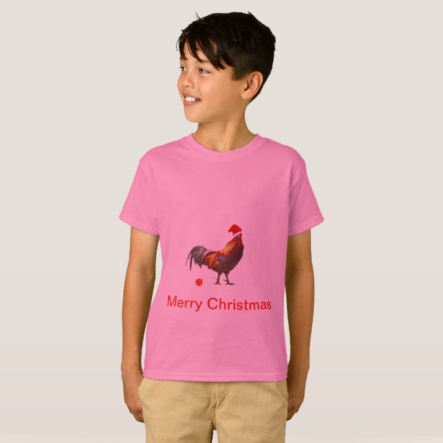 Camiseta Feliz Natal Saudação com frango (Frente Completa)