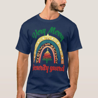 Camiseta Feliz Natal Segurança Gaurd Rainbow Funny Profe