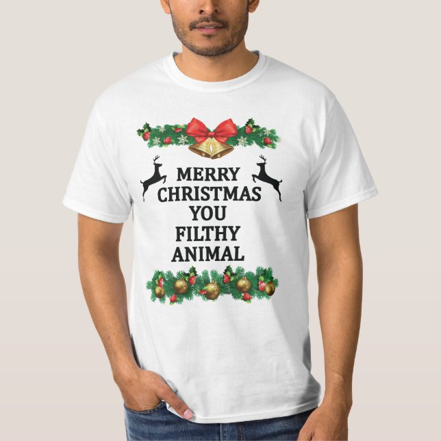 Camiseta Feliz Natal, seu animal imundo (Frente)