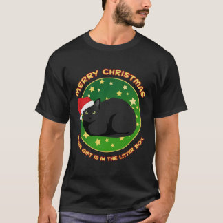 Camiseta Feliz Natal Seu Presente Está No Gato Da Caixa De 