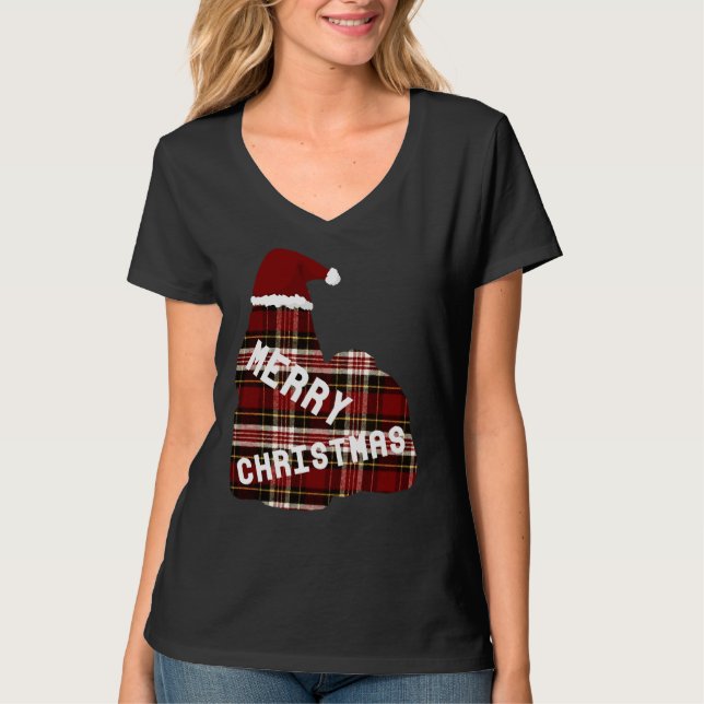 Camiseta Feliz Natal Shih Tzu Em Santa Hat (Frente)