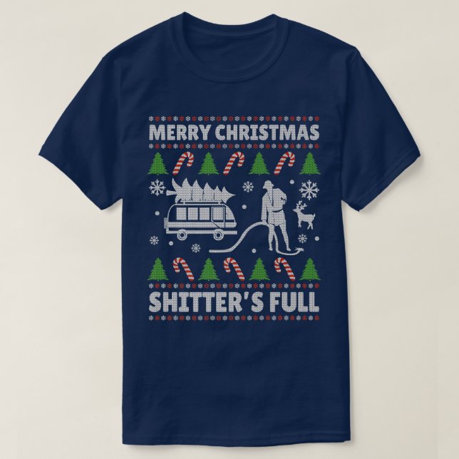 Camiseta Feliz Natal Shitters Cheio Suor de Natal Feio (Frente do Design)