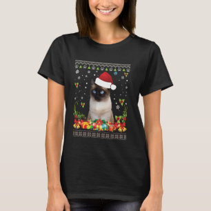 Camiseta Feliz Natal Siamês Gato Feio Papais noeis De Suéte