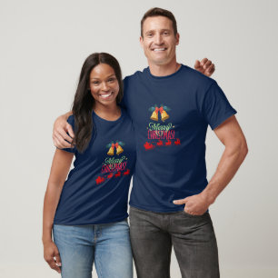 Camiseta Feliz Natal – Sininhos e Desenho do Trenó do Papai