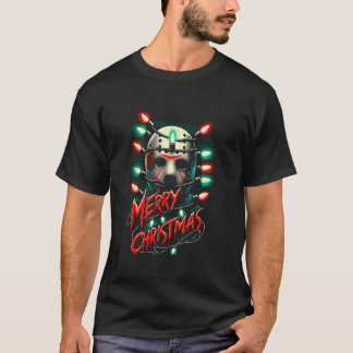 Camiseta Feliz Natal Slasher Festivo Candy Cane Menace