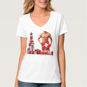 Camiseta Feliz Natal SlipperyJoe prata branca