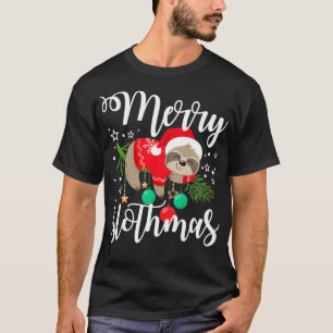 Camiseta Feliz Natal Sloth Lazy Santa Hat