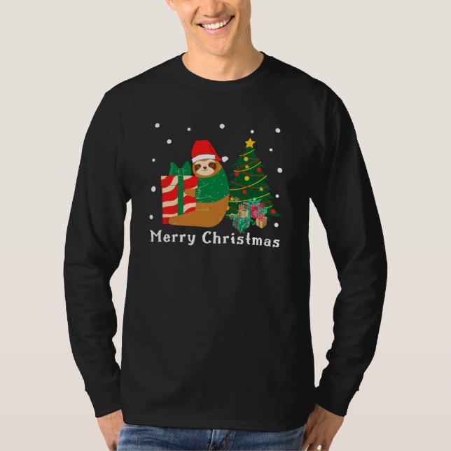 Camiseta Feliz Natal Sloth Natal T-Shirt (Frente)
