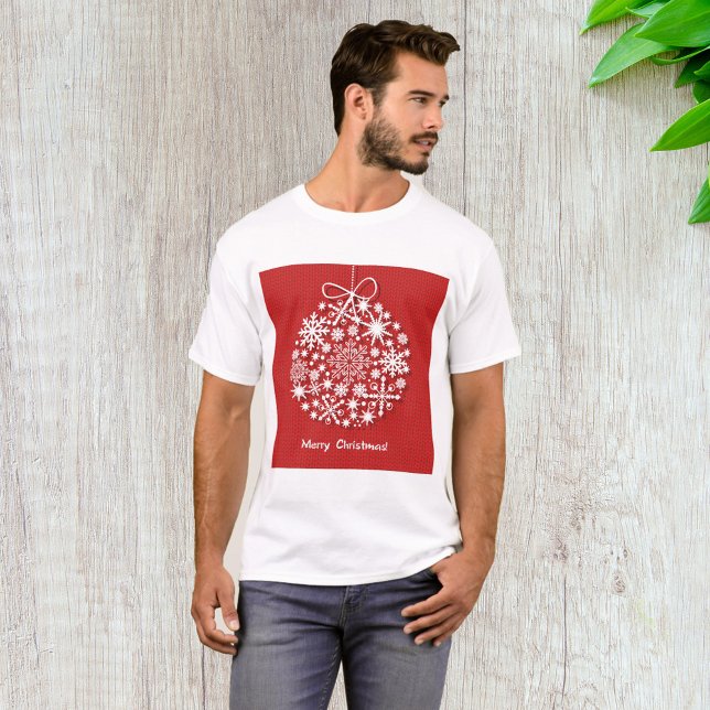Camiseta Feliz Natal Snowflake Mens T-Shirt (Criador carregado)
