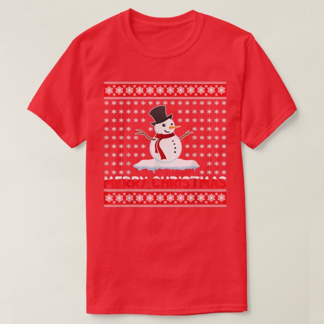 Camiseta Feliz Natal Snowman T-Shirt (Frente do Design)