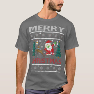 Camiseta Feliz Natal Snowman Tree Reindeer Dabbing Sant