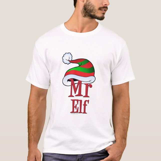 Camiseta Feliz Natal, Sr. Elf Family (Frente)