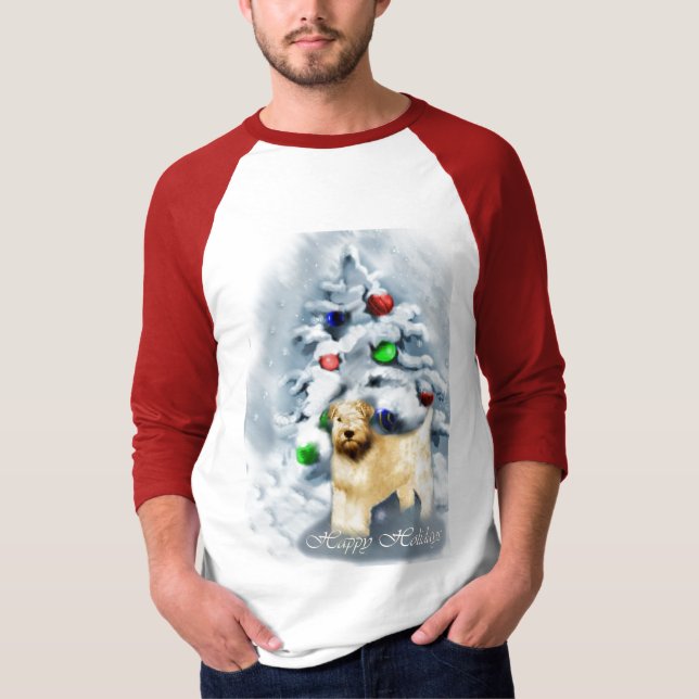 Camiseta Feliz Natal Terrier com Rodas Revestidas (Frente)