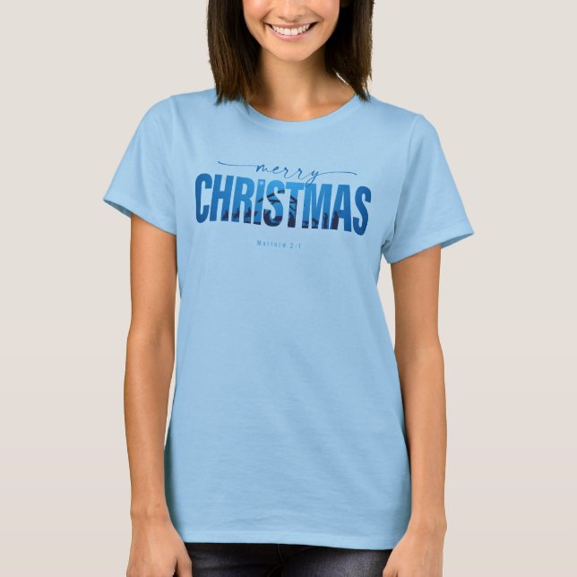 Camiseta Feliz Natal Texto de Corte da Natividade (Frente)